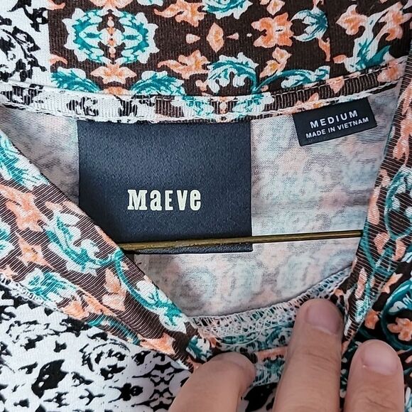 Anthropologie Maeve Lilt Swing Dress Medium Floral Patchwork Pockets Sle… - Picture 4 of 6